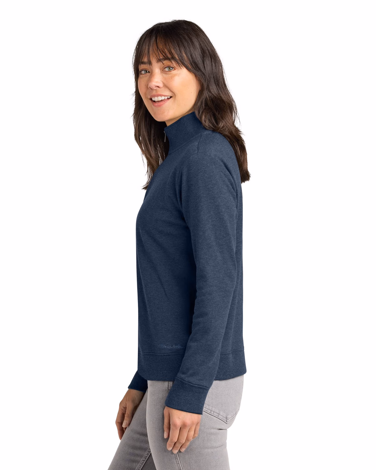 Custom TravisMathew Women’s Ocean Villa 1/4-Zip - Blue Heather side