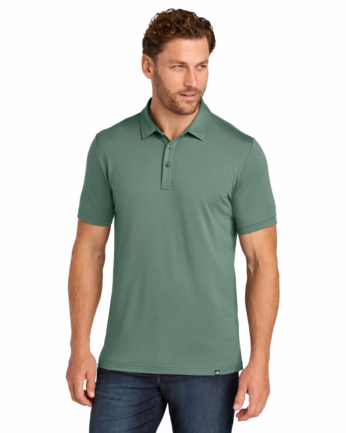 Custom TravisMathew Glenview Solid Polo - Laurel Green front