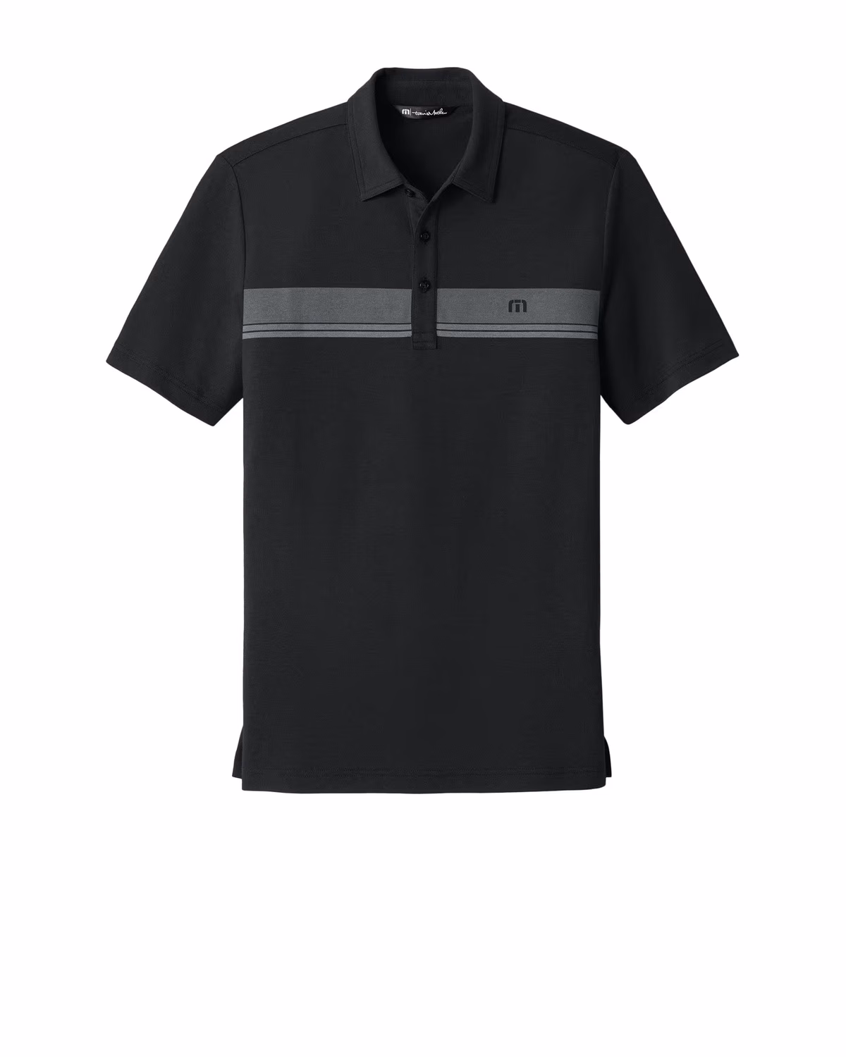 Custom TravisMathew Glenview Stripe Polo - Black flat front