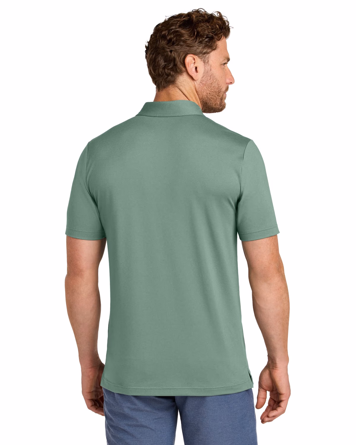 Custom TravisMathew Glenview Stripe Polo - Laurel Green back