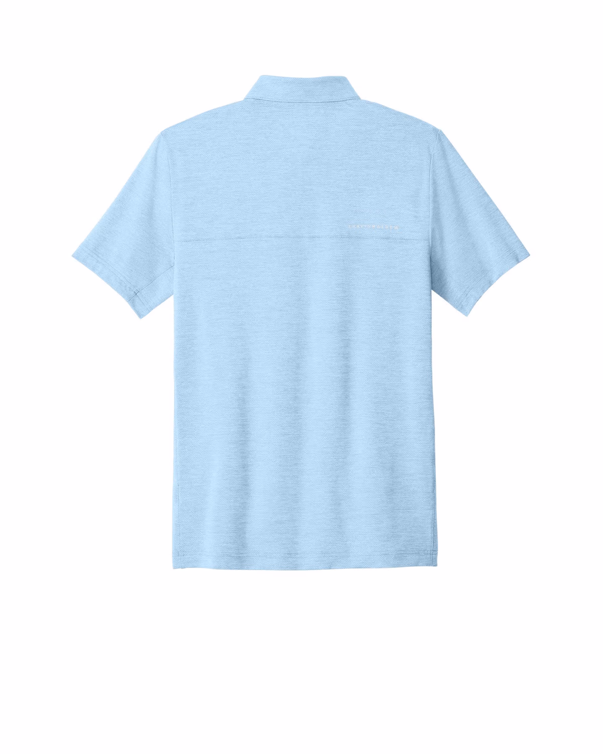 Custom TravisMathew Onward Polo - Airy Blue Heather flat back