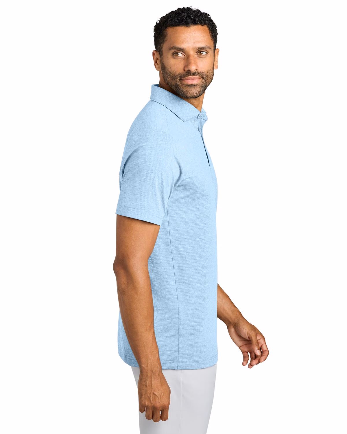 Custom TravisMathew Onward Polo - Airy Blue Heather side