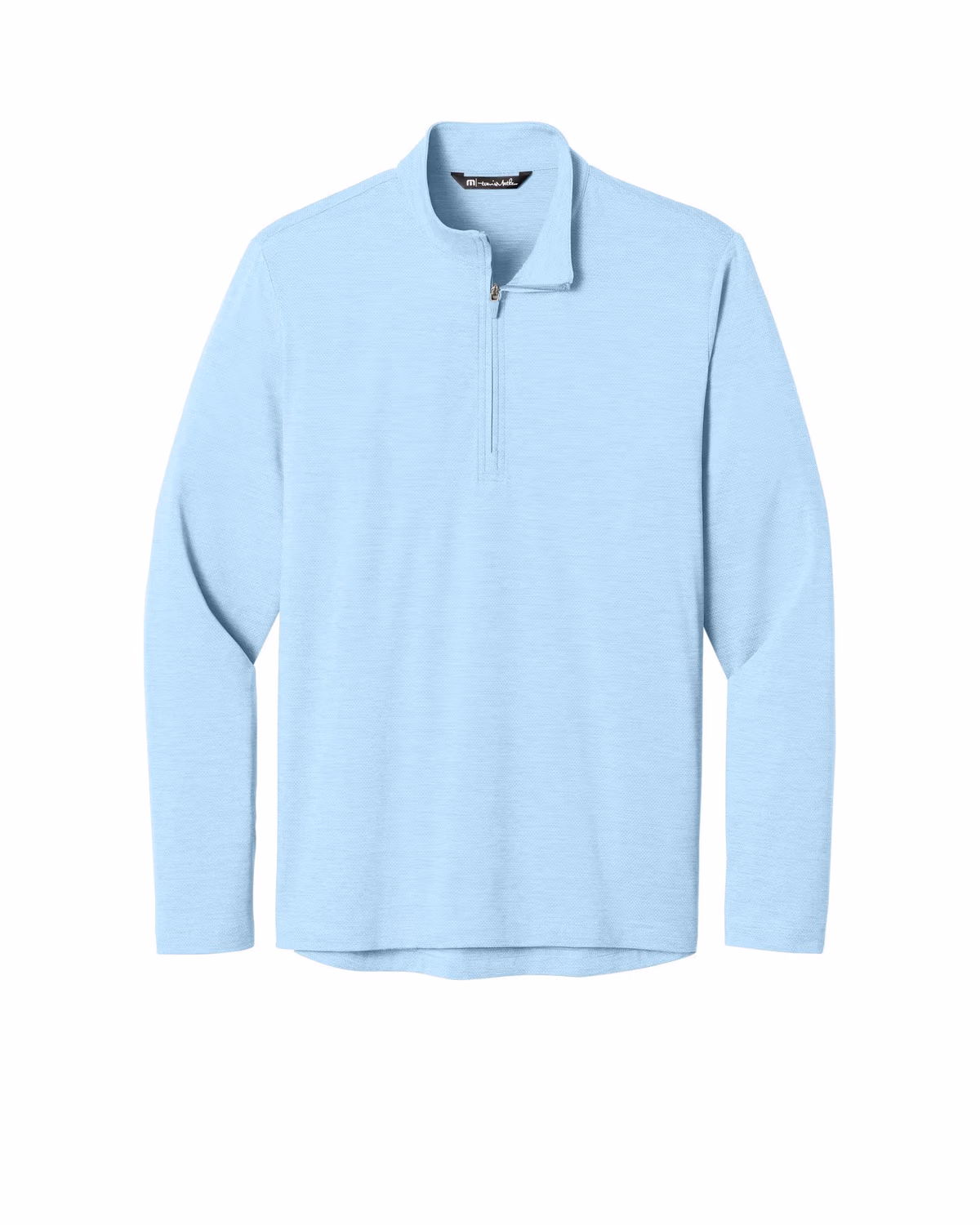 Custom TravisMathew Onward 1/4-Zip - Airy Blue Heather flat front