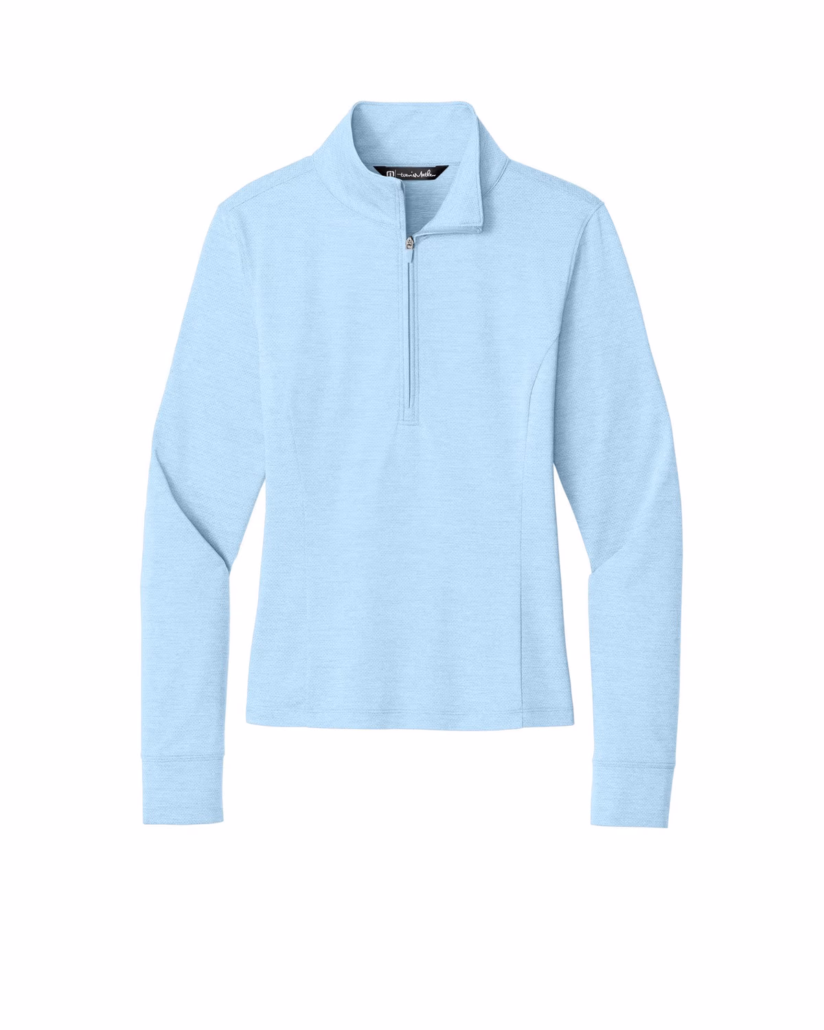 Custom TravisMathew Women’s Onward 1/2-Zip - Airy Blue Heather flat front