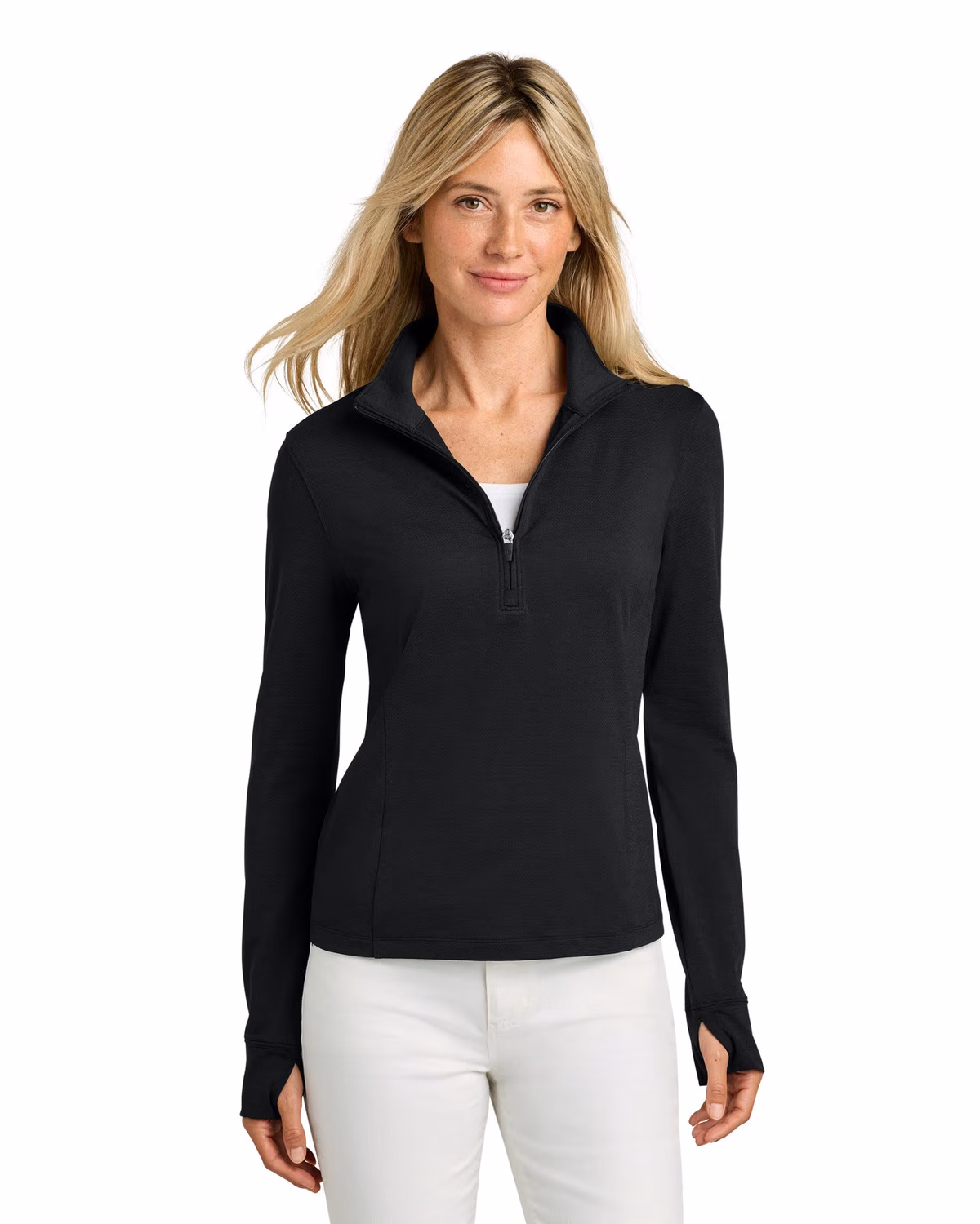Custom TravisMathew Women’s Onward 1/2-Zip - Black front