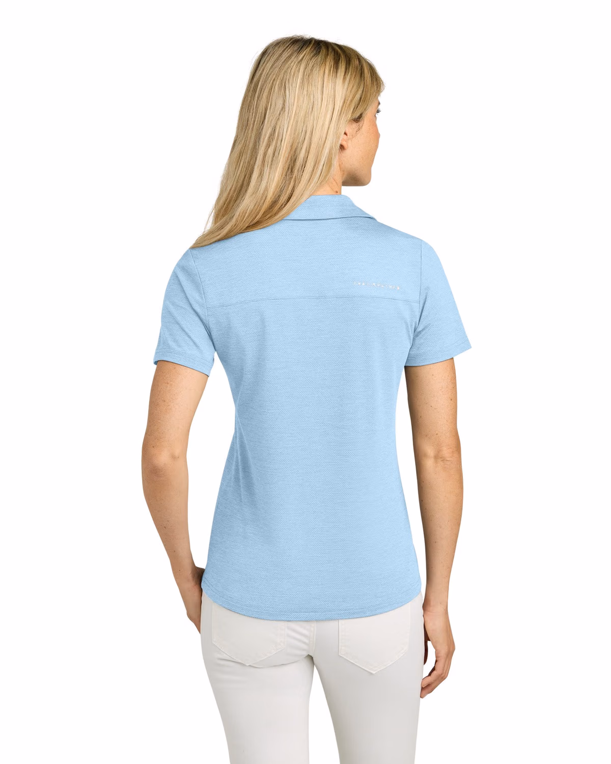 Custom TravisMathew Women’s Onward Polo - Airy Blue Heather back