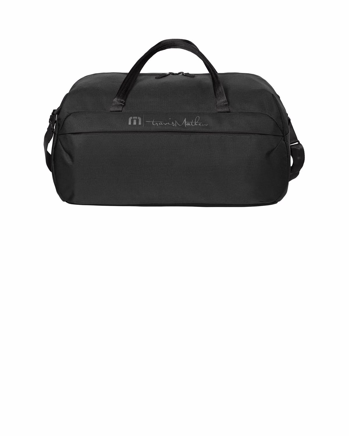 Custom TravisMathew Lateral Duffel, Black, front view