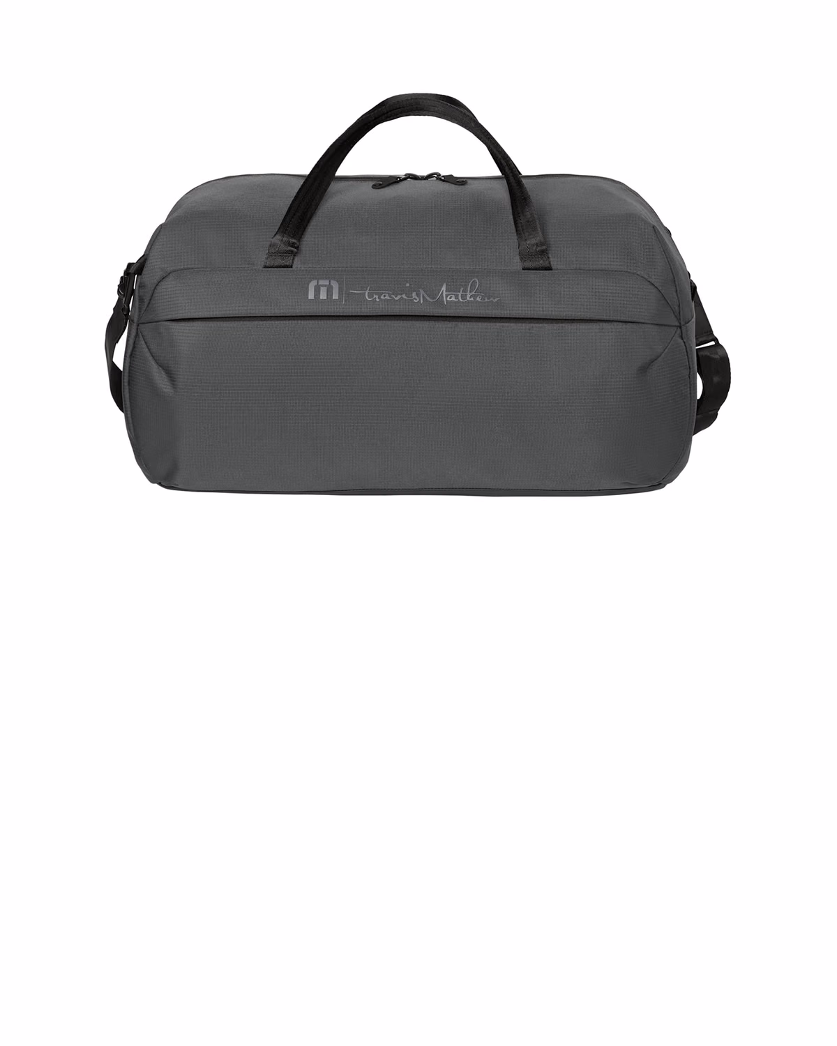 Custom TravisMathew Lateral Duffel, Graphite, front view