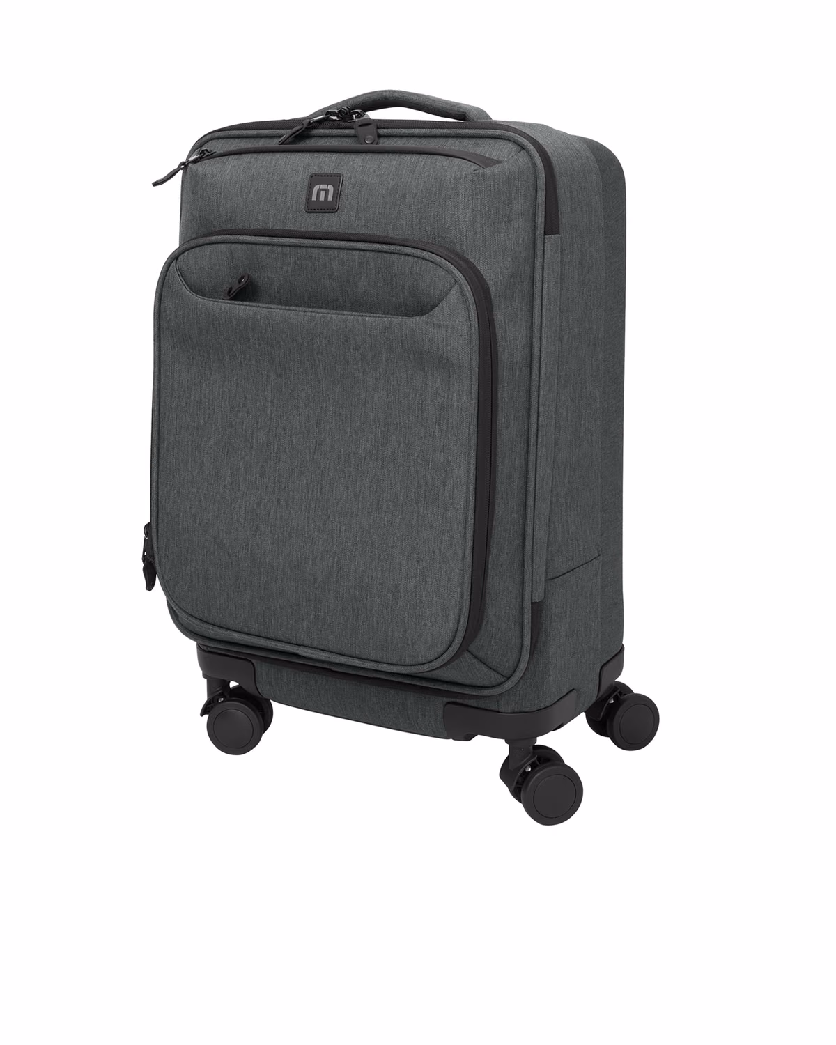 Custom TravisMathew Quad Carry-On Spinner, Graphite Heather, back view