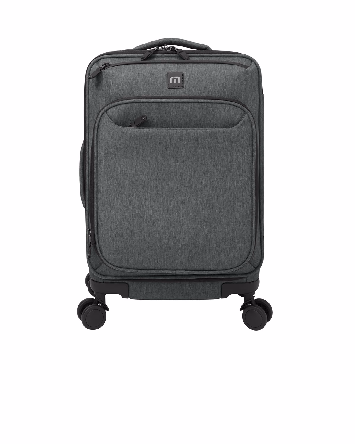 Custom TravisMathew Quad Carry-On Spinner, Graphite Heather, front view