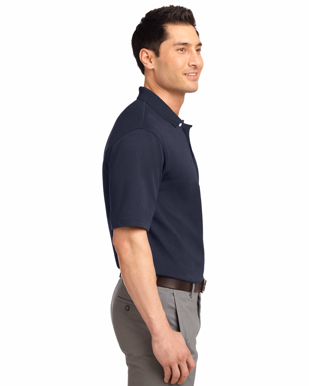 Custom Port Authority Rapid Dry Polo. K455, Classic Navy, side view