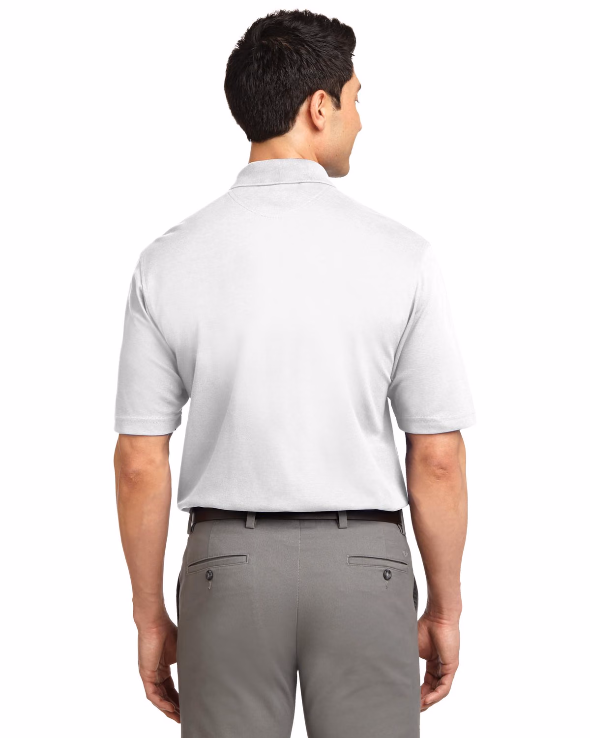 Custom Port Authority Rapid Dry Polo. K455, White, back view