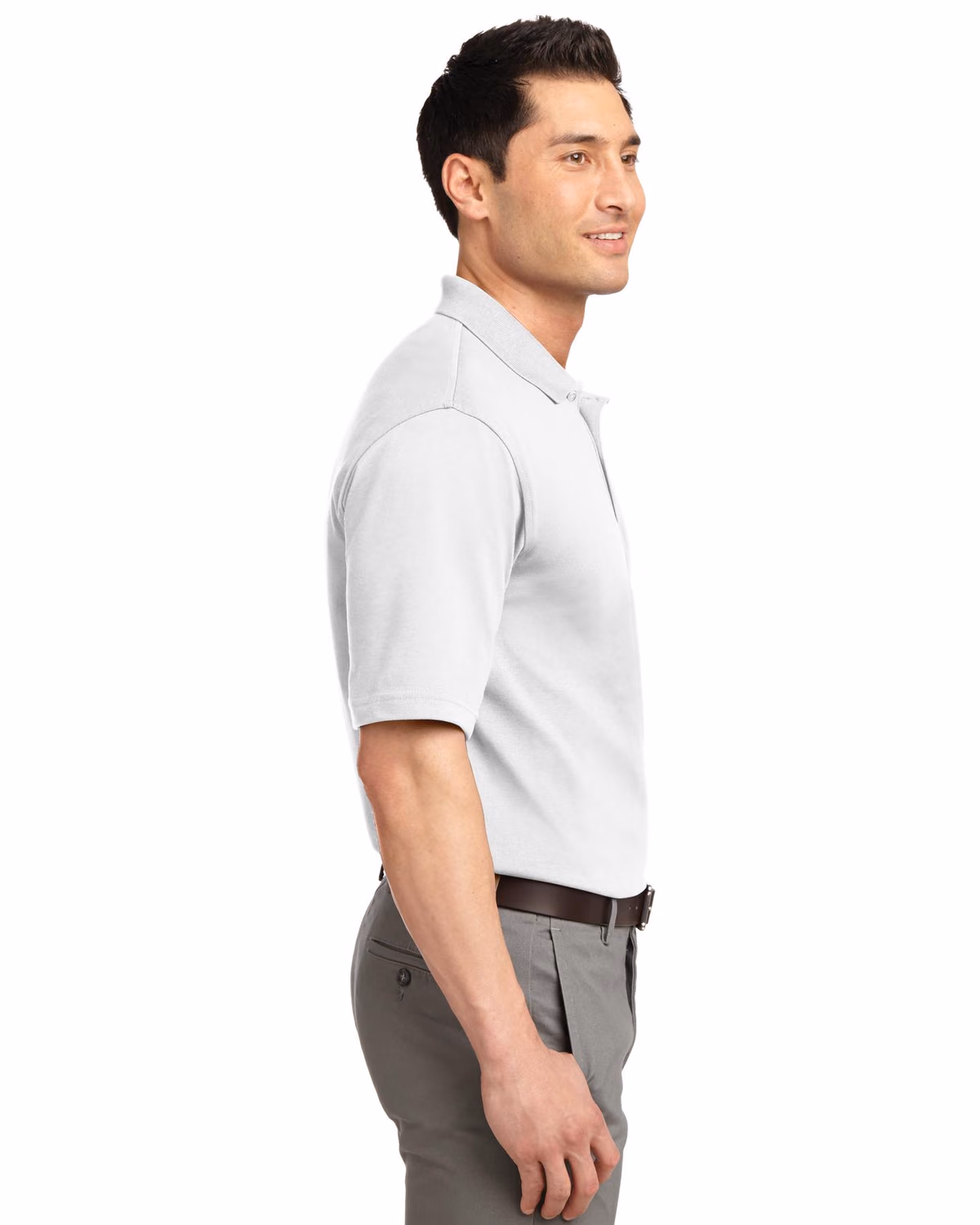 Custom Port Authority Rapid Dry Polo. K455, White, side view