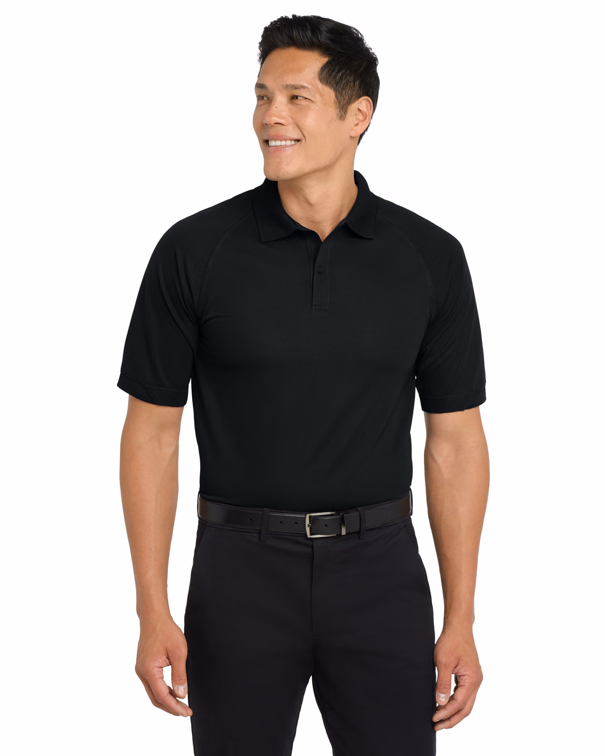 Custom Port Authority Dry Zone Ottoman Polo. K525, Black, front view