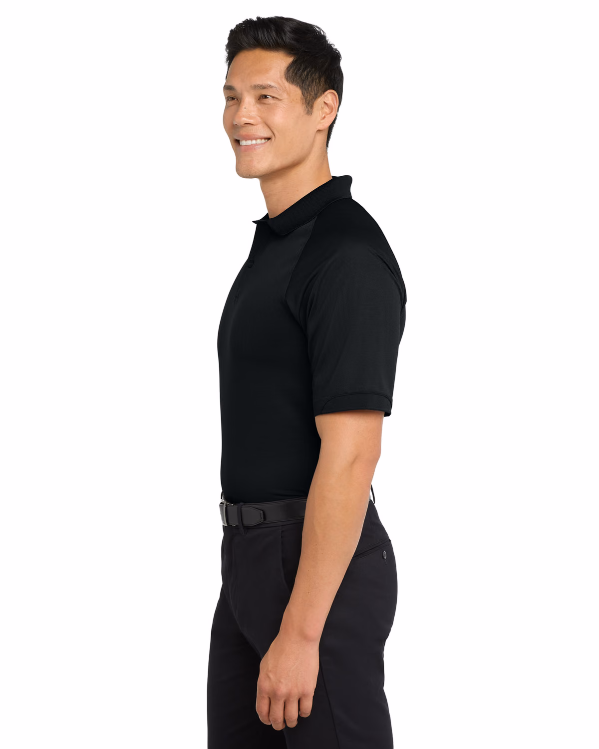 Custom Port Authority Dry Zone Ottoman Polo. K525, Black, side view