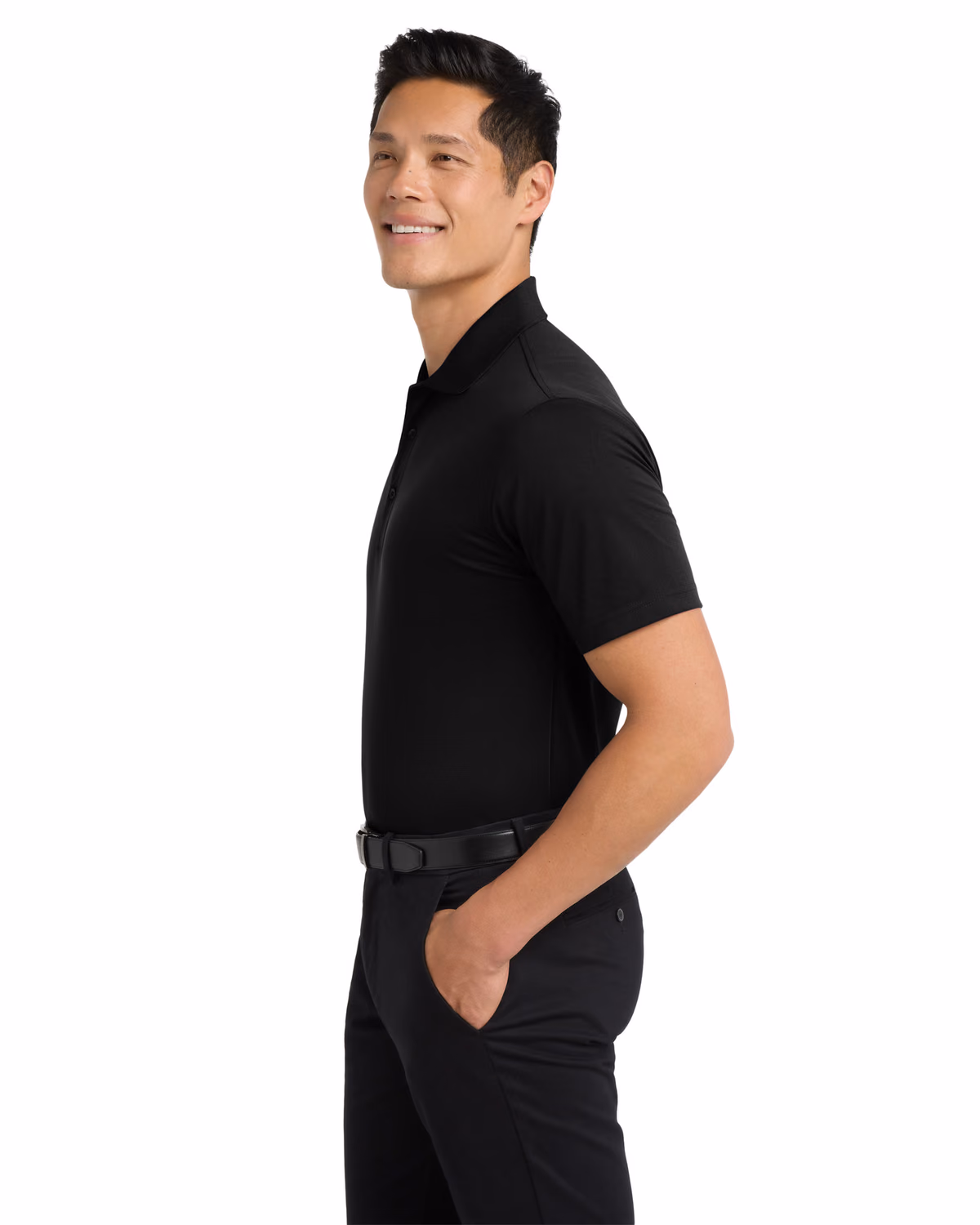 Custom Port Authority Tech Pique Polo. K527, Black, side view