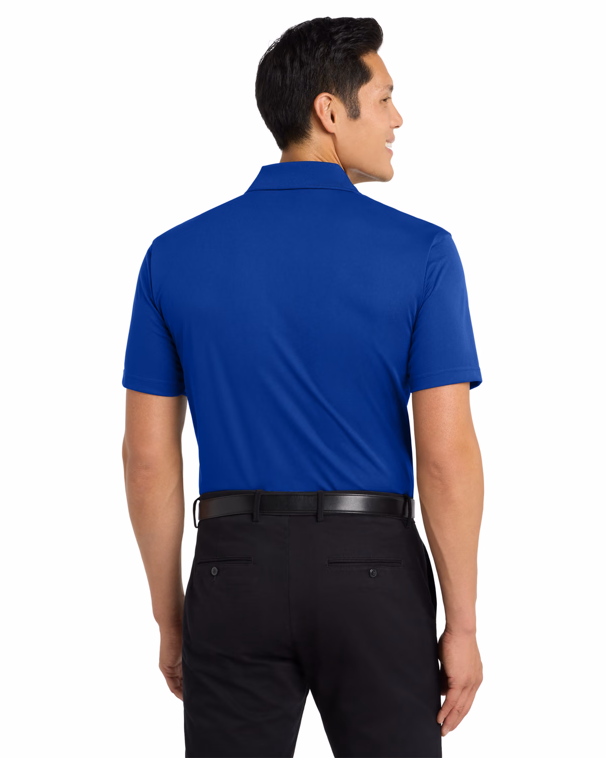 Custom Port Authority Tech Pique Polo. K527, Bright Royal, back view