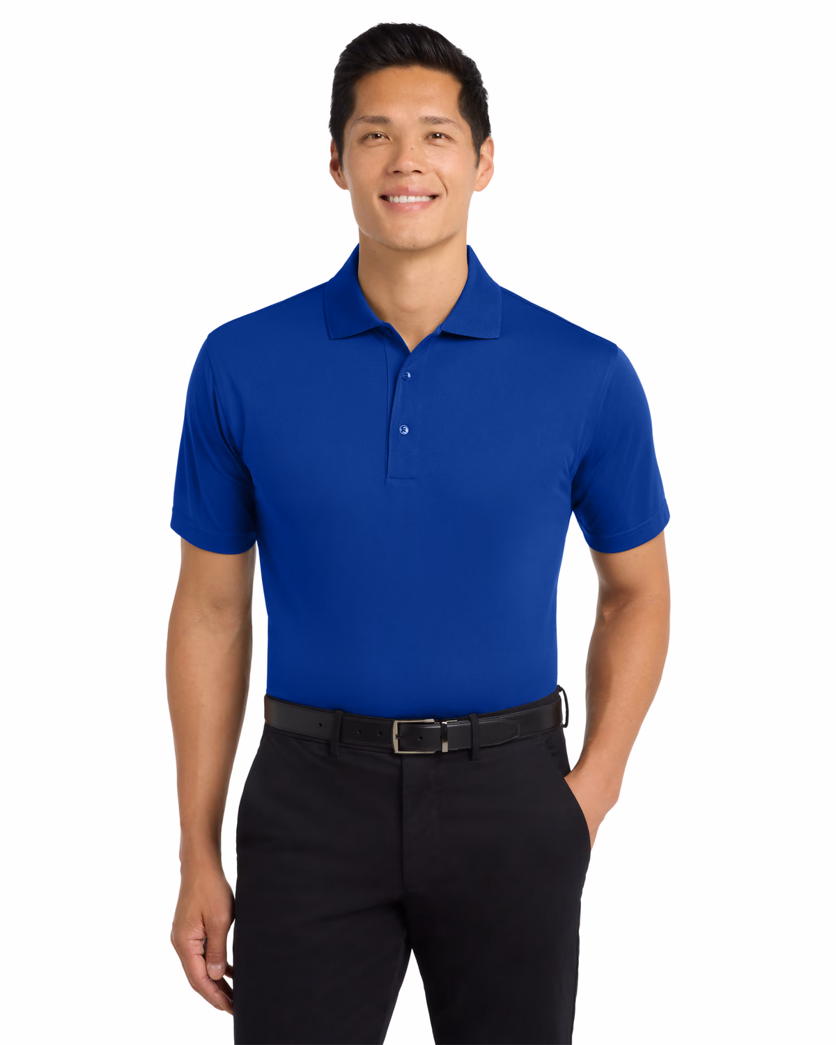 Custom Port Authority Tech Pique Polo. K527, Bright Royal, front view