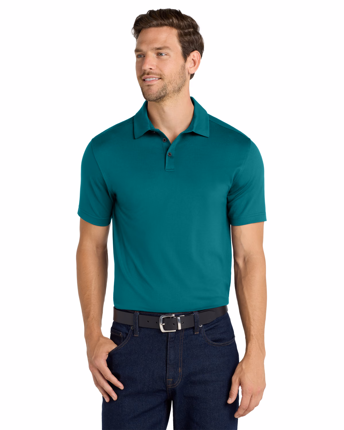 Custom Port Authority City Stretch Polo K682, Dark Teal, front view