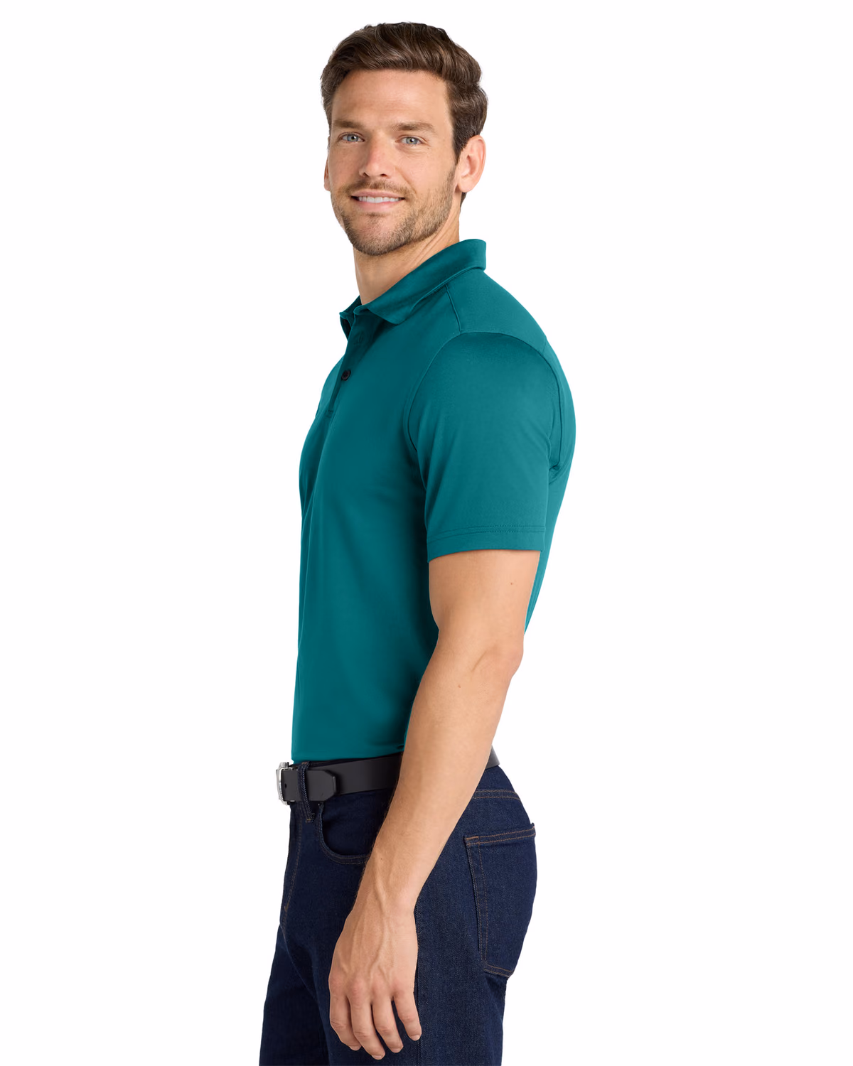 Custom Port Authority City Stretch Polo K682, Dark Teal, side view