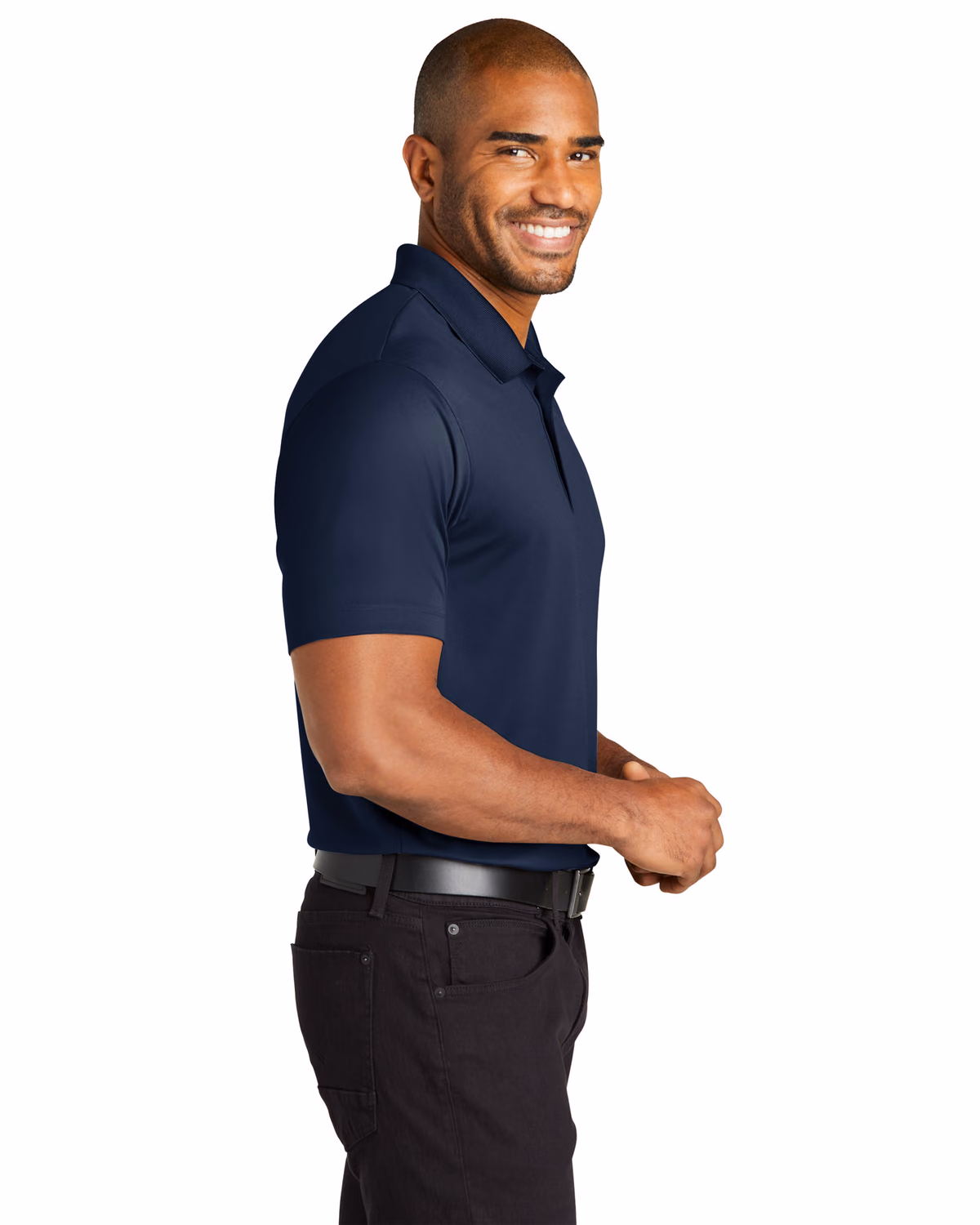 Custom Port Authority C-FREE Performance Polo K863, True Navy, side view