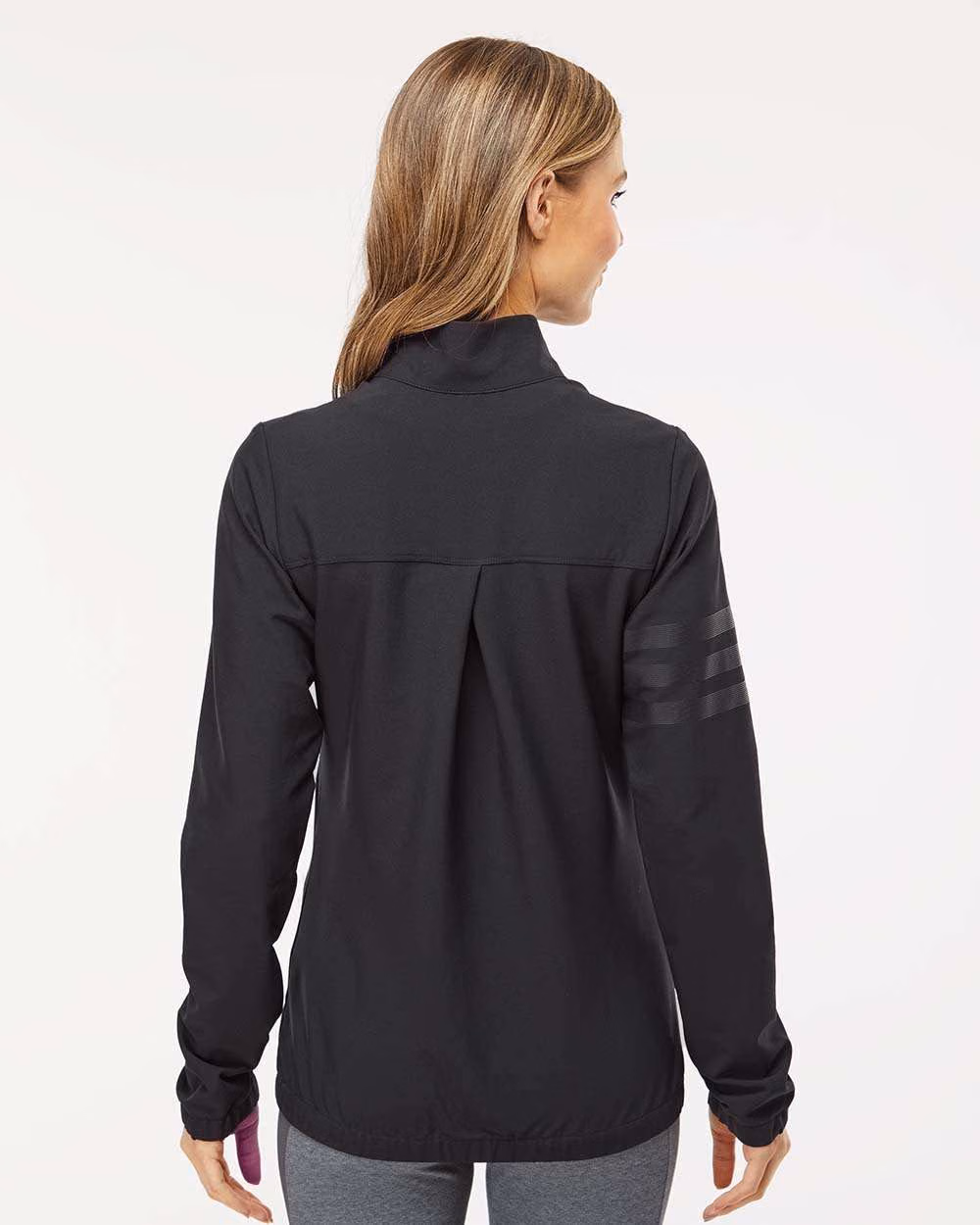 Custom Adidas Women's Wind Resistant Full-Zip Jacket - Black/ Black back