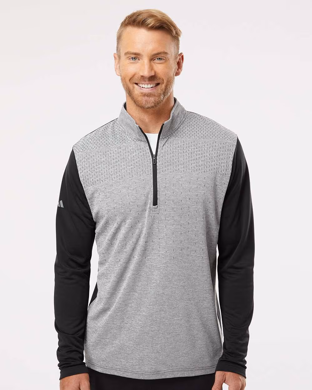 Custom Adidas Men's Ultimate365 Heather Block Print Quarter-Zip Pullover