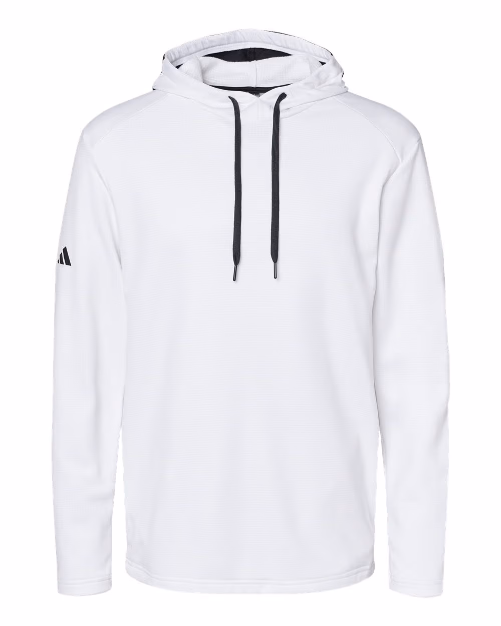 Custom Adidas Men's Textured Mixed Media Midweight Hooded Sweatshirt - White flat front
