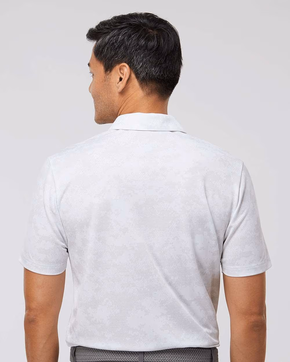 Custom Adidas Men's All Over Camo Print Polo - White back