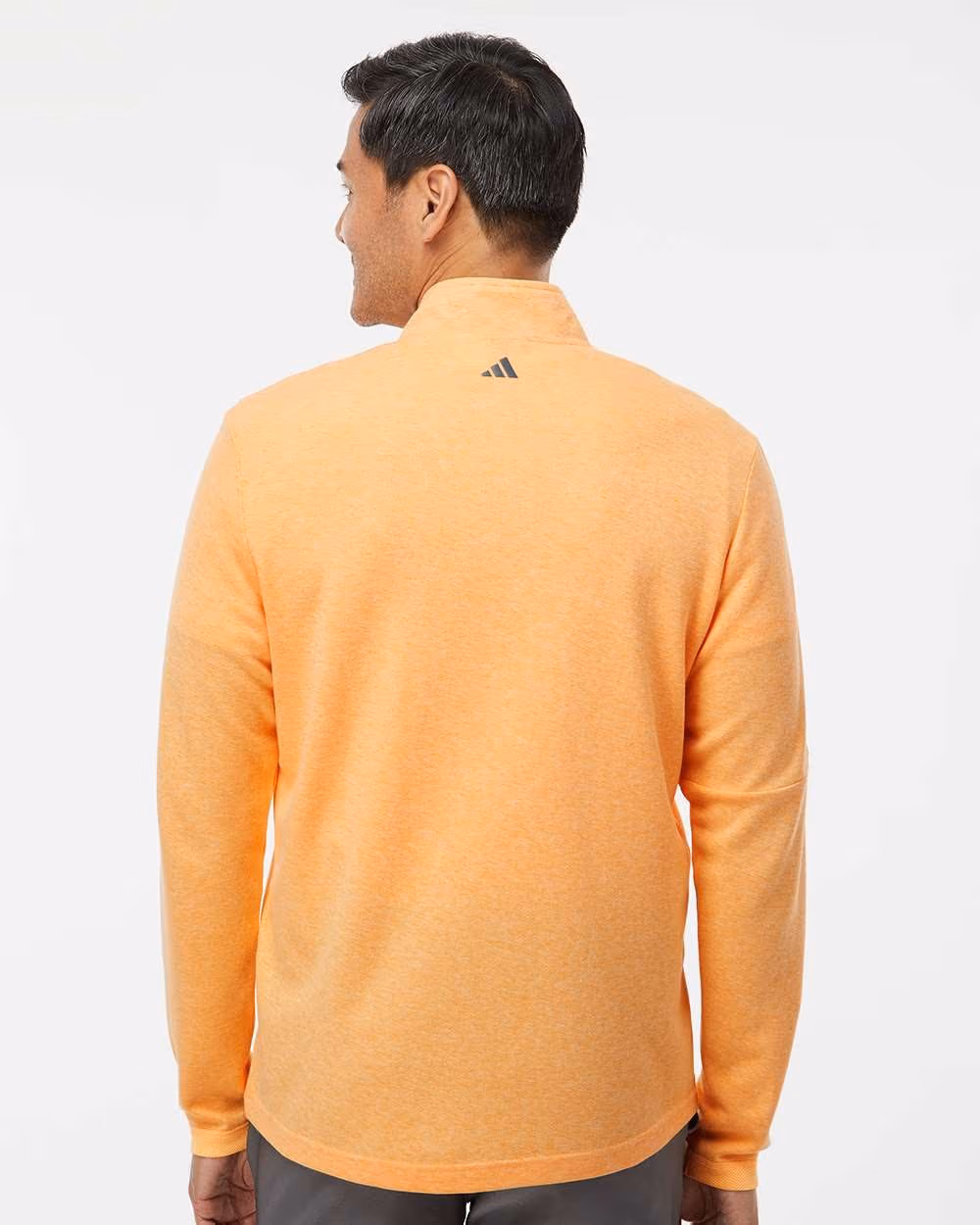 Custom Adidas Men's 3-Stripes Quarter-Zip Sweater Pullover - Acid Orange Melange back
