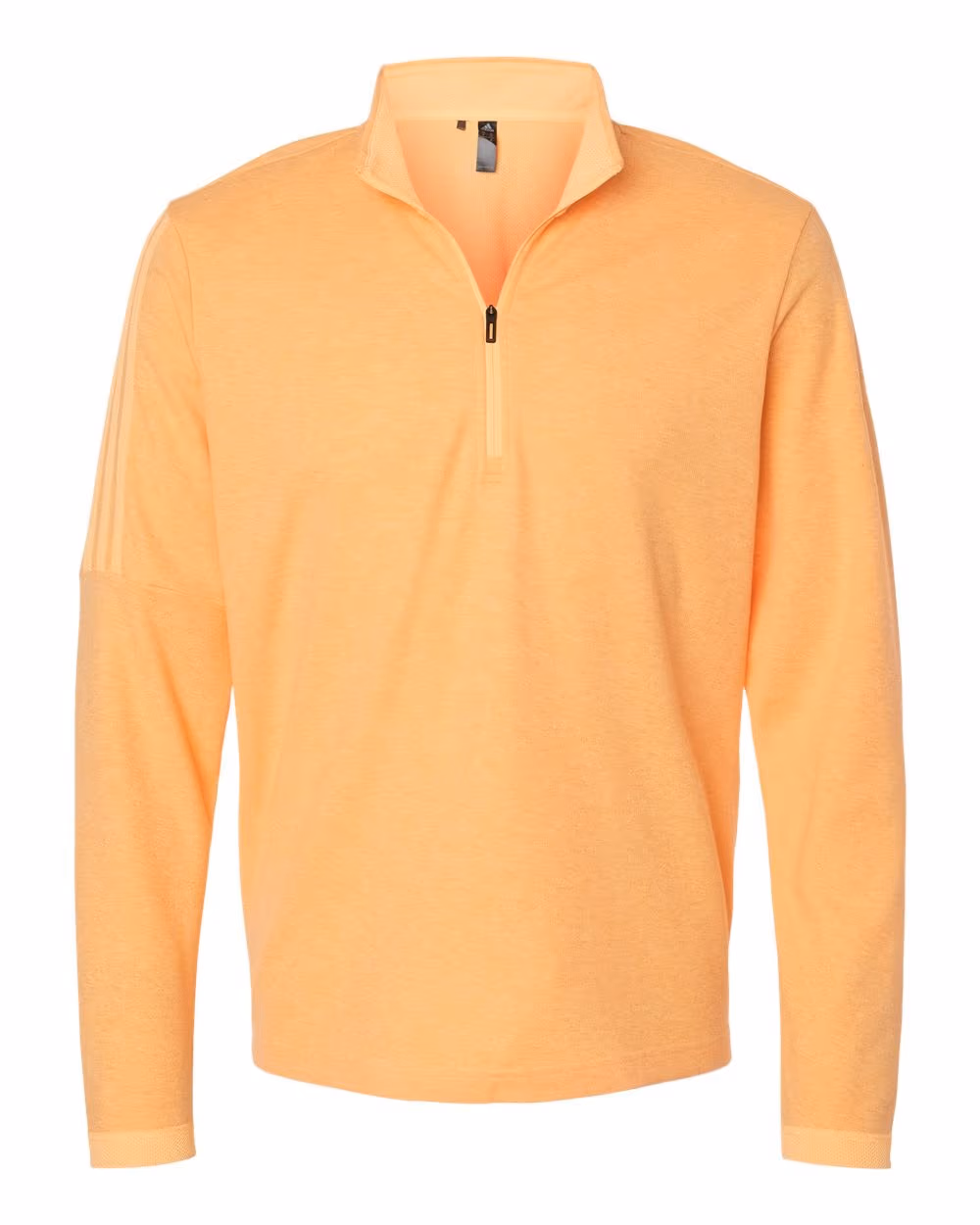 Custom Adidas Men's 3-Stripes Quarter-Zip Sweater Pullover - Acid Orange Melange flat front