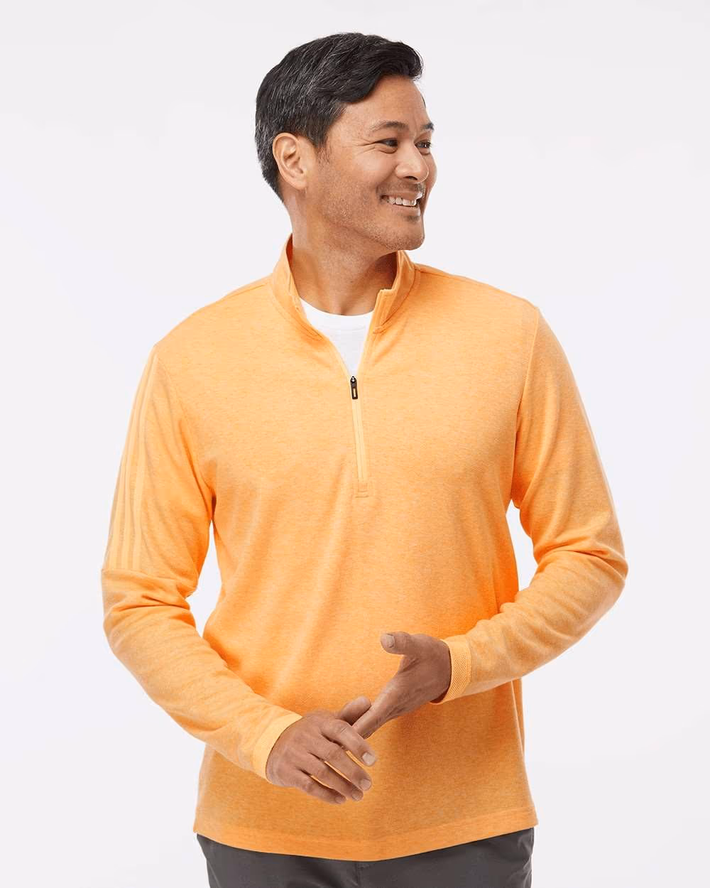 Custom Adidas Men's 3-Stripes Quarter-Zip Sweater Pullover