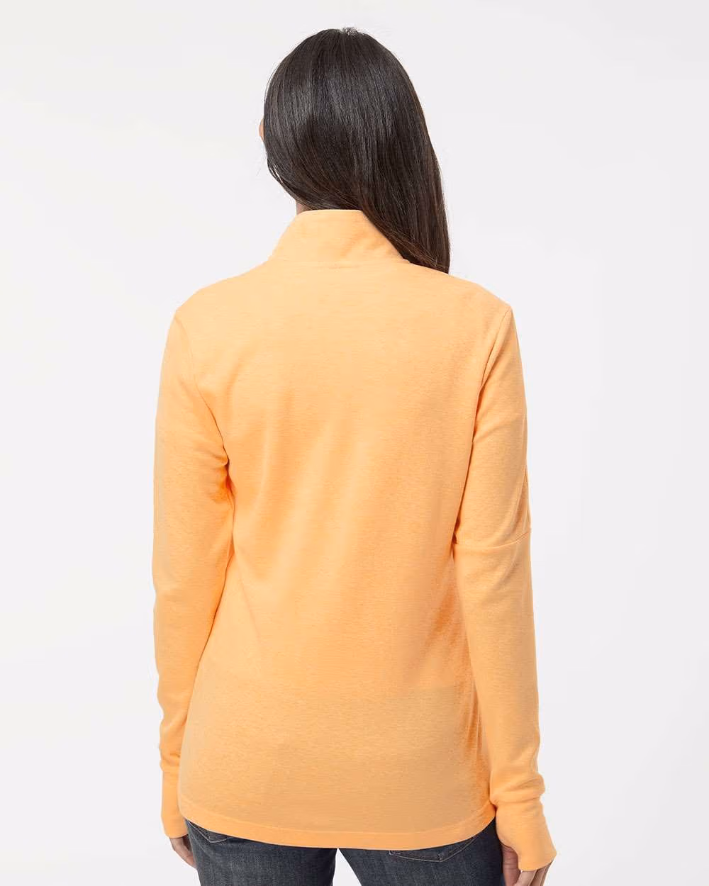 Custom Adidas Women's 3-Stripes Quarter-Zip Sweater Pullover - Acid Orange Melange back