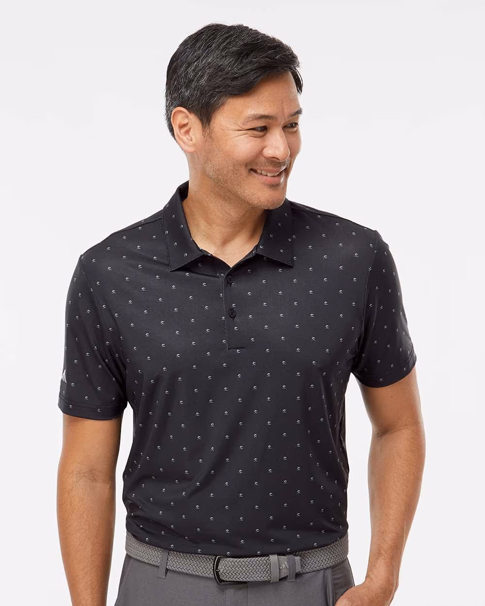 Custom Adidas Men's Ultimate365 Pine Tree Polo - Black/ Grey Three front