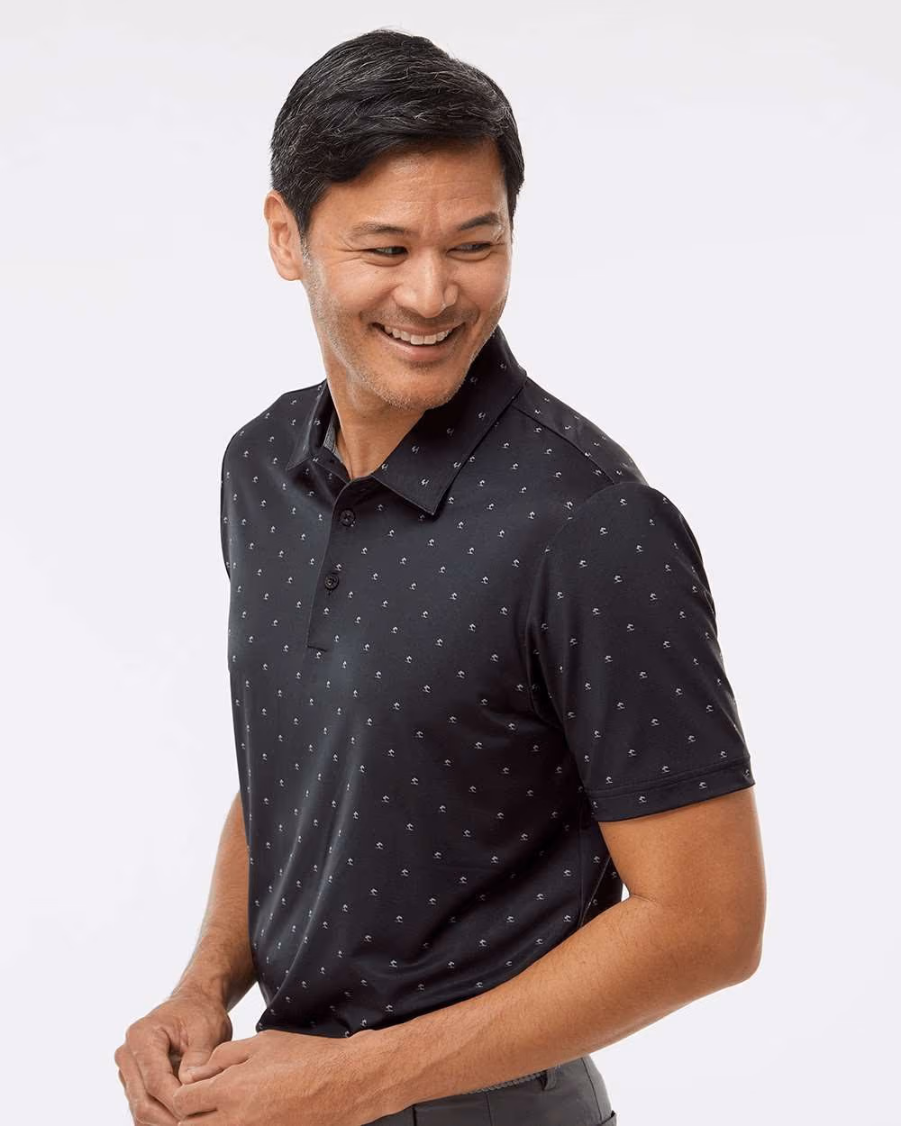 Custom Adidas Men's Ultimate365 Pine Tree Polo - Black/ Grey Three side