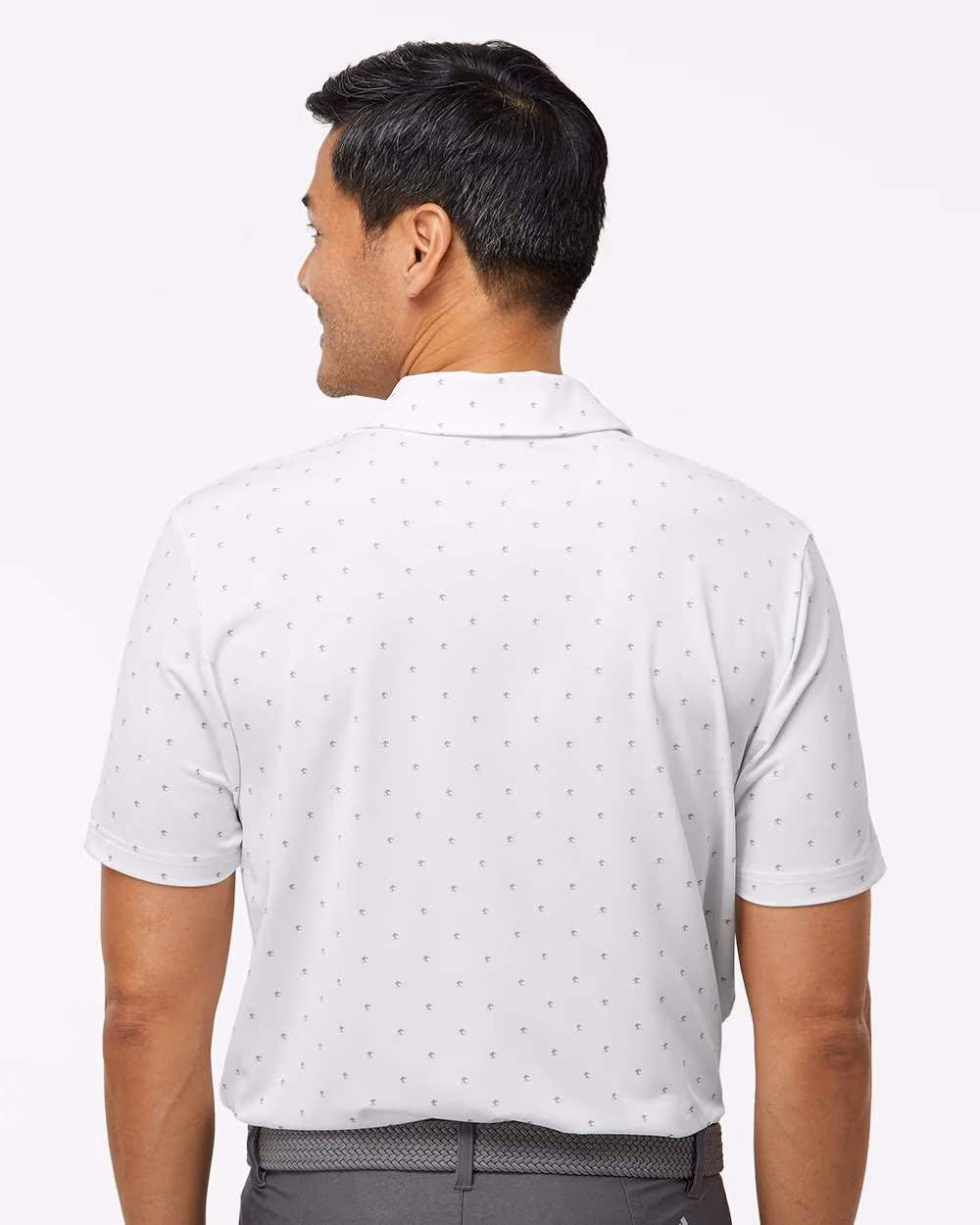 Custom Adidas Men's Ultimate365 Pine Tree Polo - White/ Grey Three back
