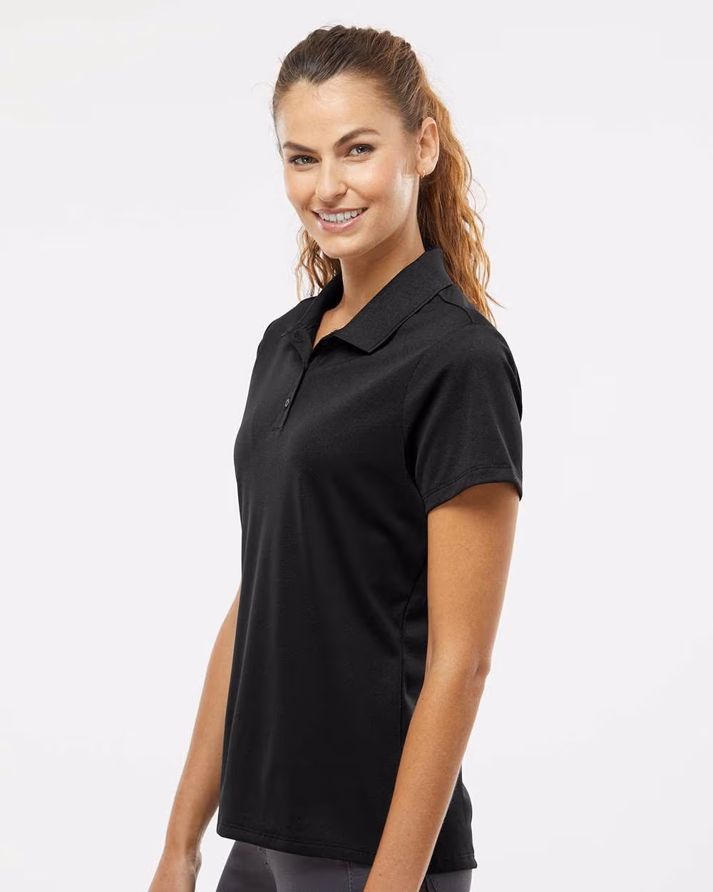 Custom Adidas Women's Performance Piqué Polo - Black side