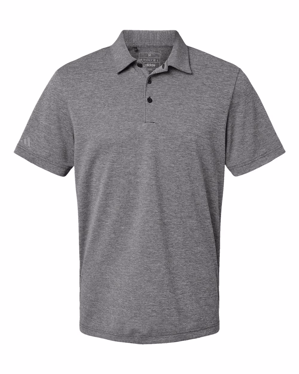 Custom Adidas Men's Heathered Polo - Black Melange flat front