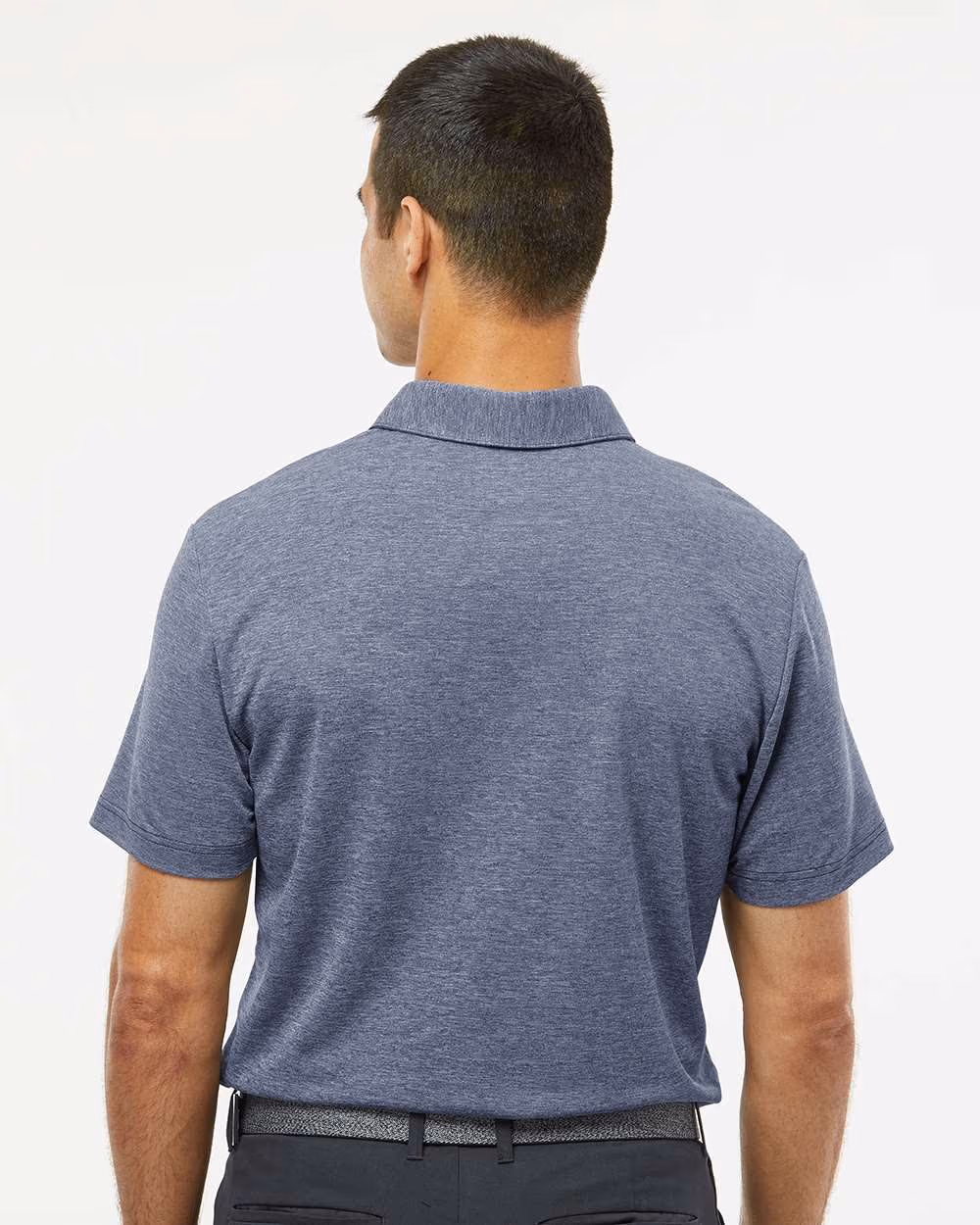 Custom Adidas Men's Heathered Polo - Collegiate Navy Melange back