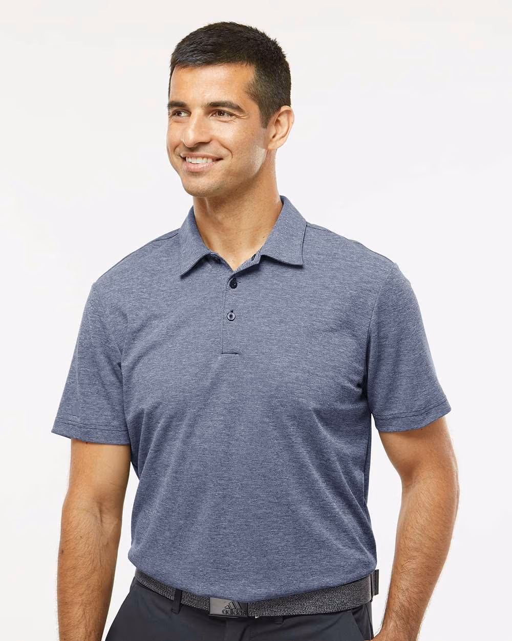 Custom Adidas Men's Heathered Polo - Collegiate Navy Melange front