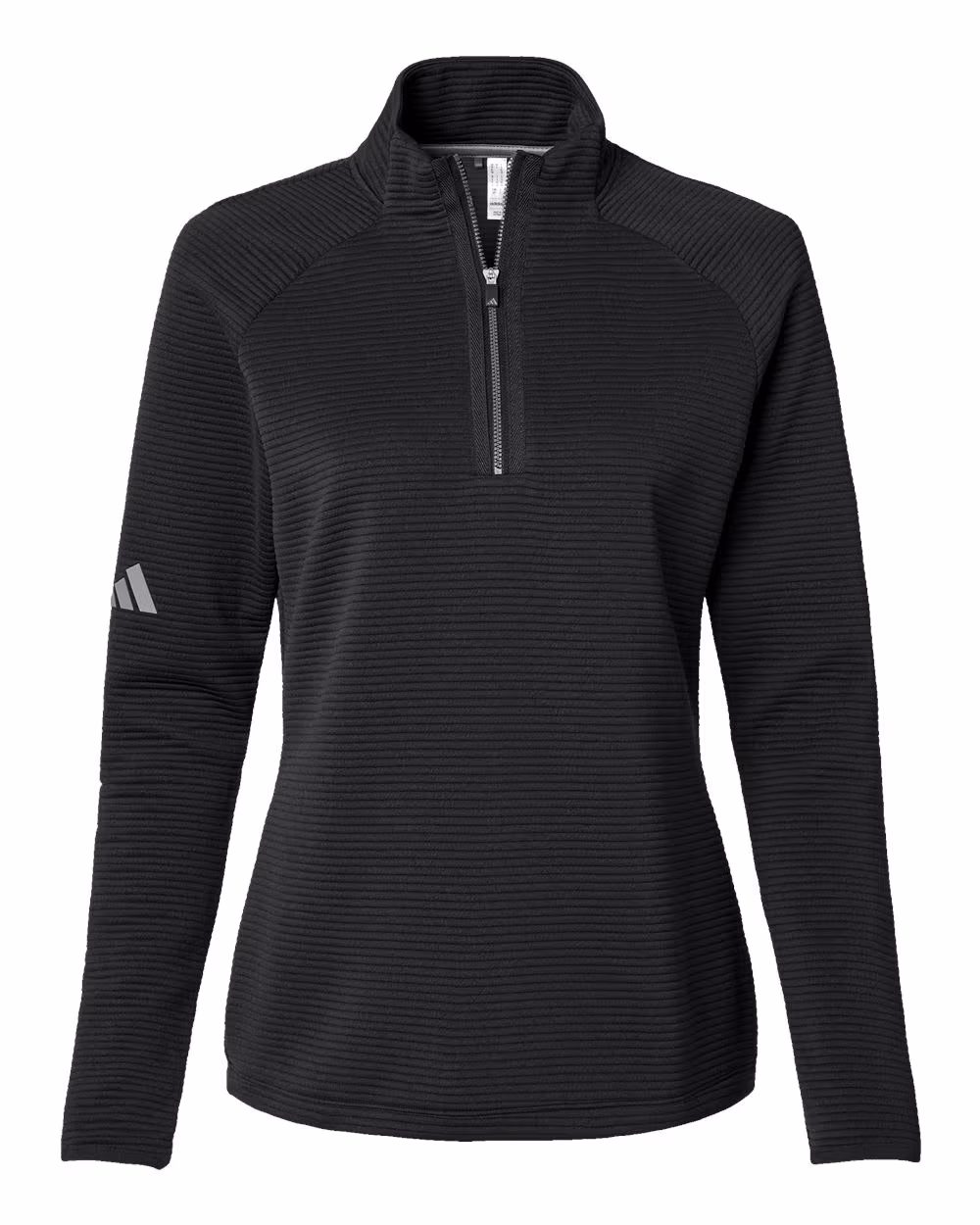 Custom Adidas Women's Spacer Quarter-Zip Pullover - Black flat front