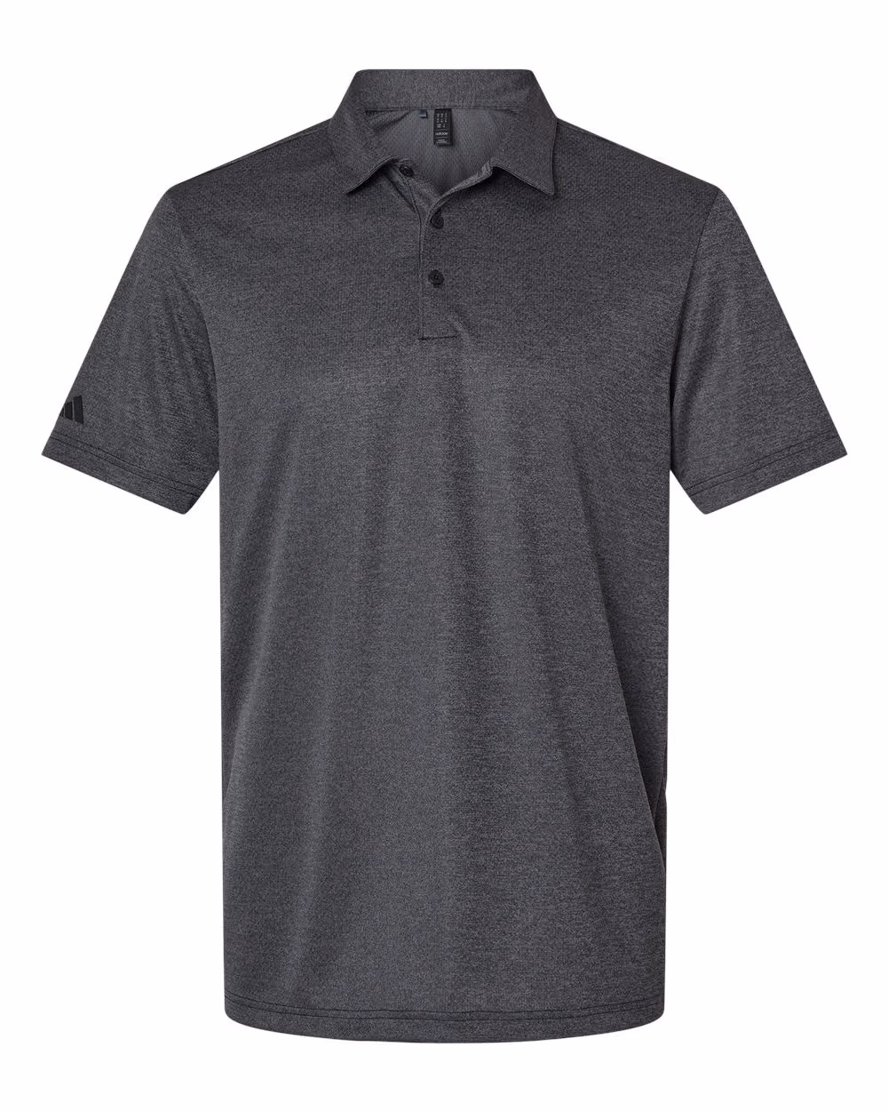 Custom Adidas Men's Space Dyed Polo - Black Melange flat front