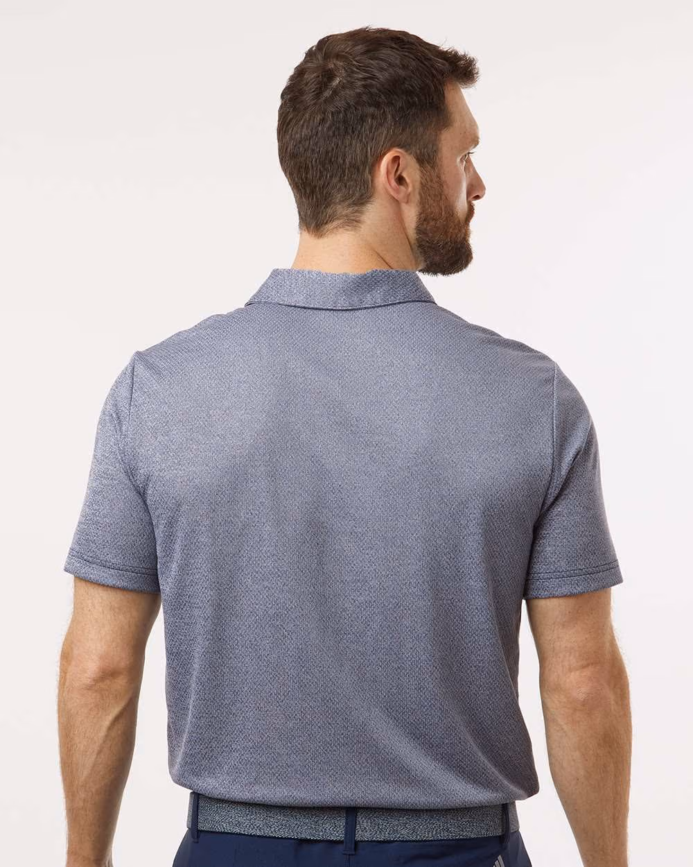 Custom Adidas Men's Space Dyed Polo - Collegiate Navy Melange back