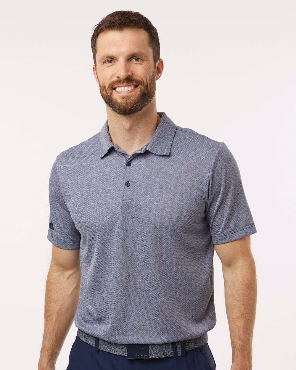 Custom Adidas Men's Space Dyed Polo - Collegiate Navy Melange front