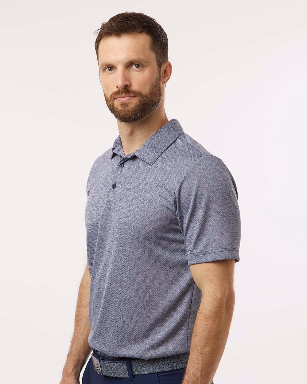 Custom Adidas Men's Space Dyed Polo - Collegiate Navy Melange side