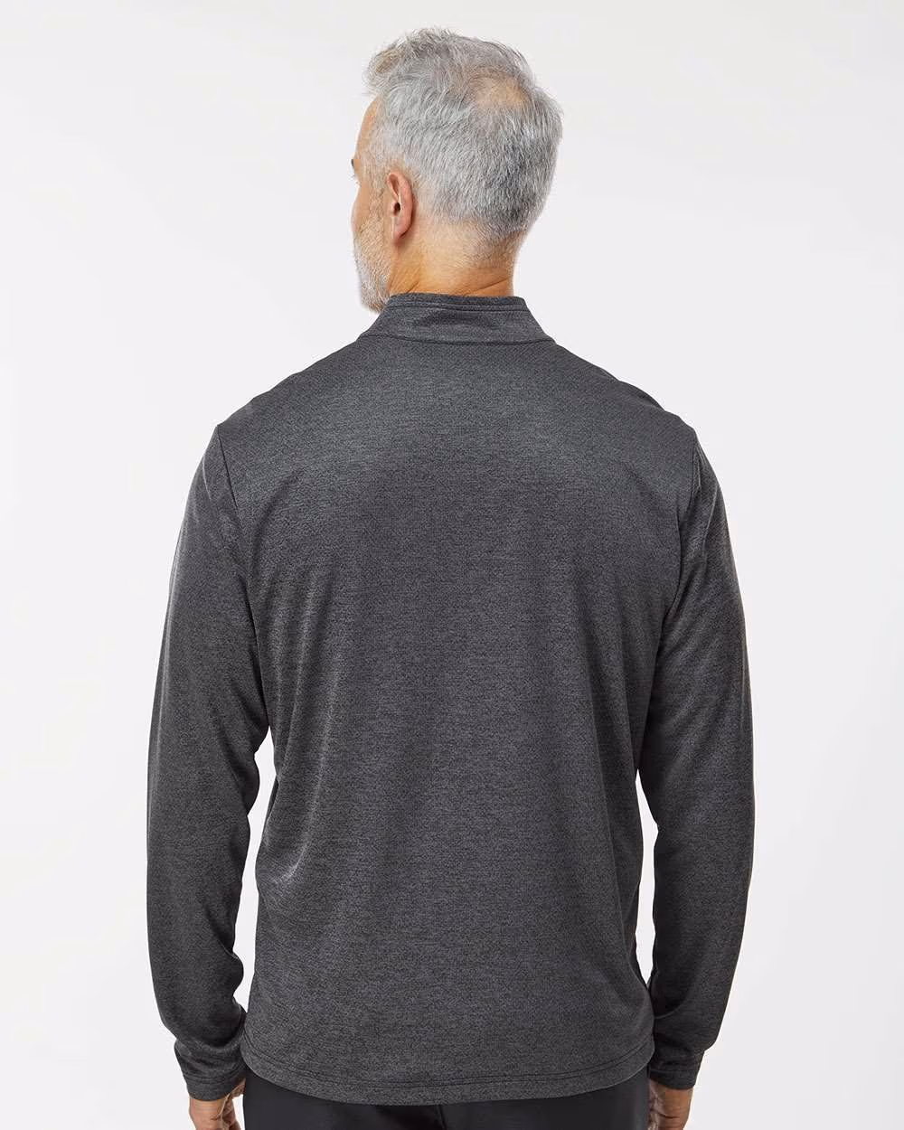 Custom Adidas Men's Space Dyed Quarter-Zip Pullover - Black Melange back