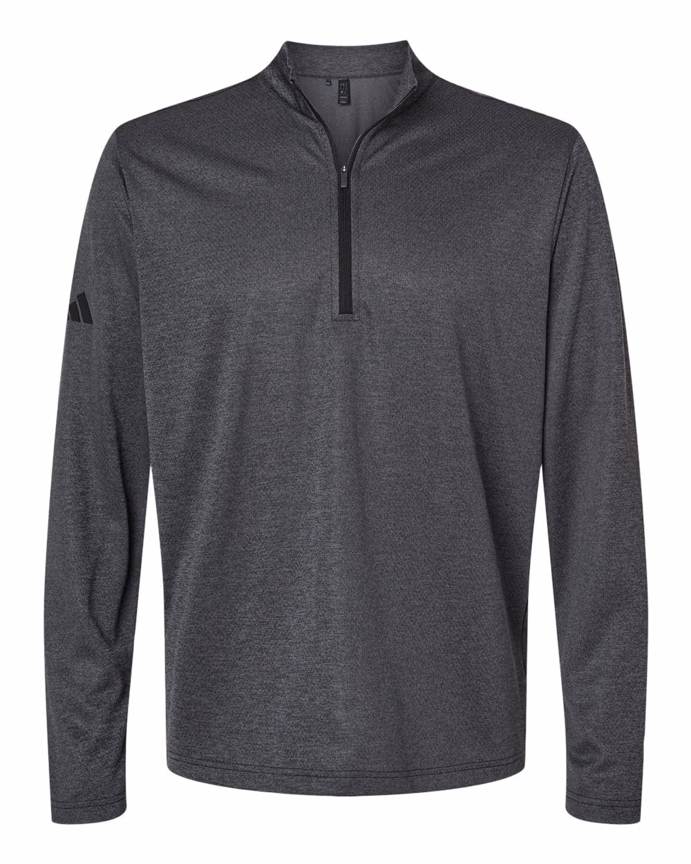 Custom Adidas Men's Space Dyed Quarter-Zip Pullover - Black Melange flat front