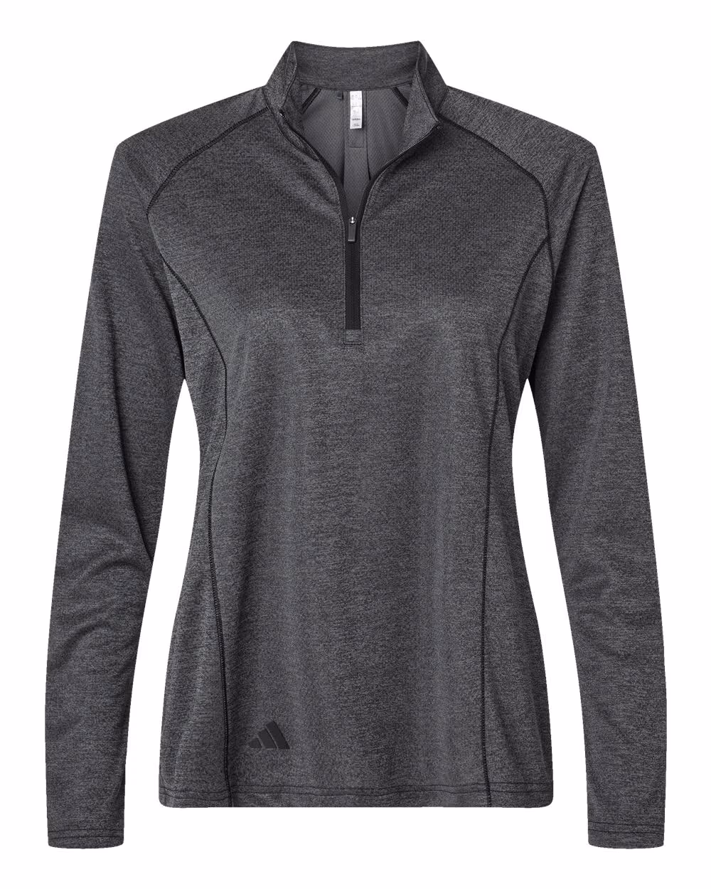 Custom Adidas Women's Space Dyed Quarter-Zip Pullover - Black Melange flat front