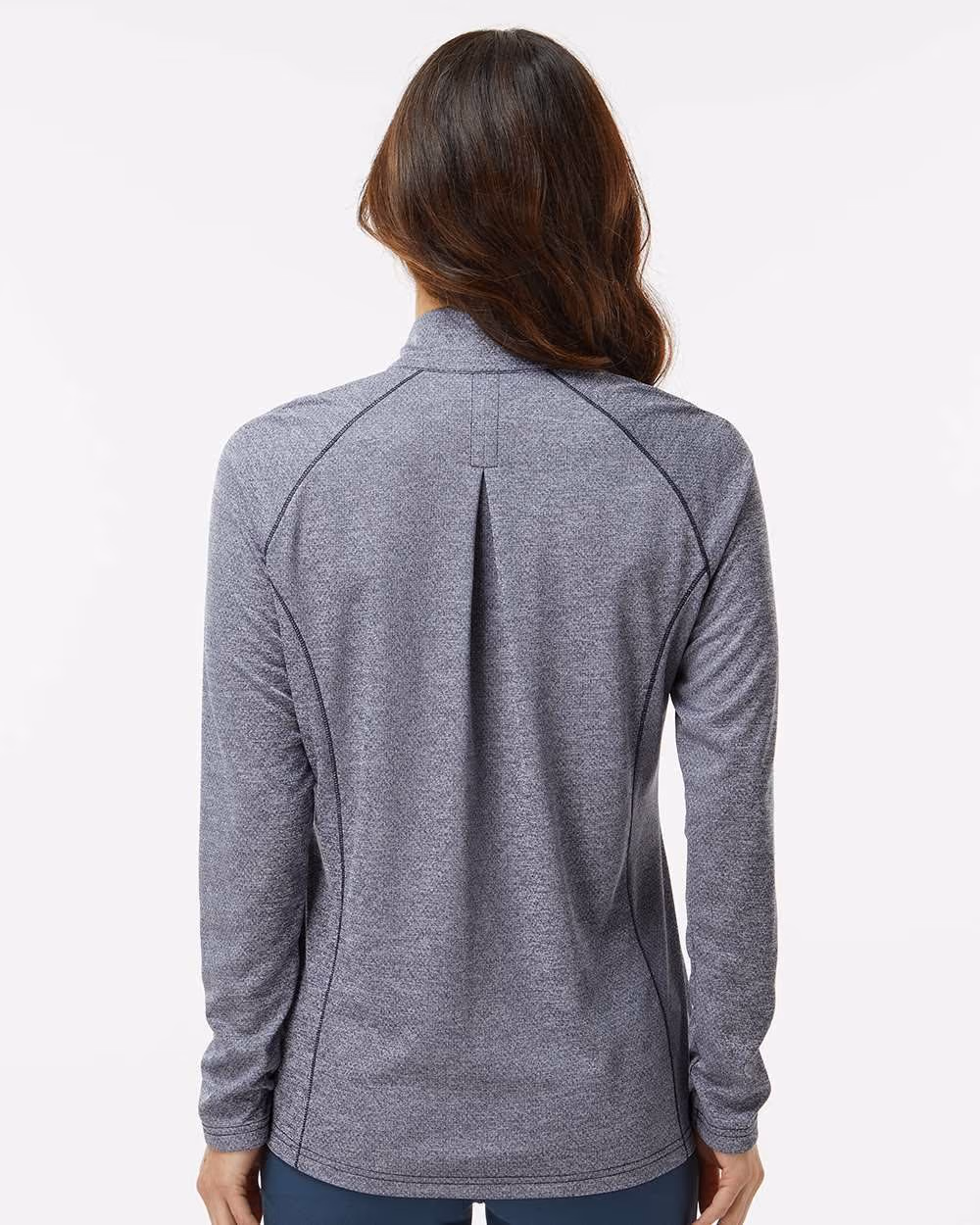 Custom Adidas Women's Space Dyed Quarter-Zip Pullover - Collegiate Navy Melange back