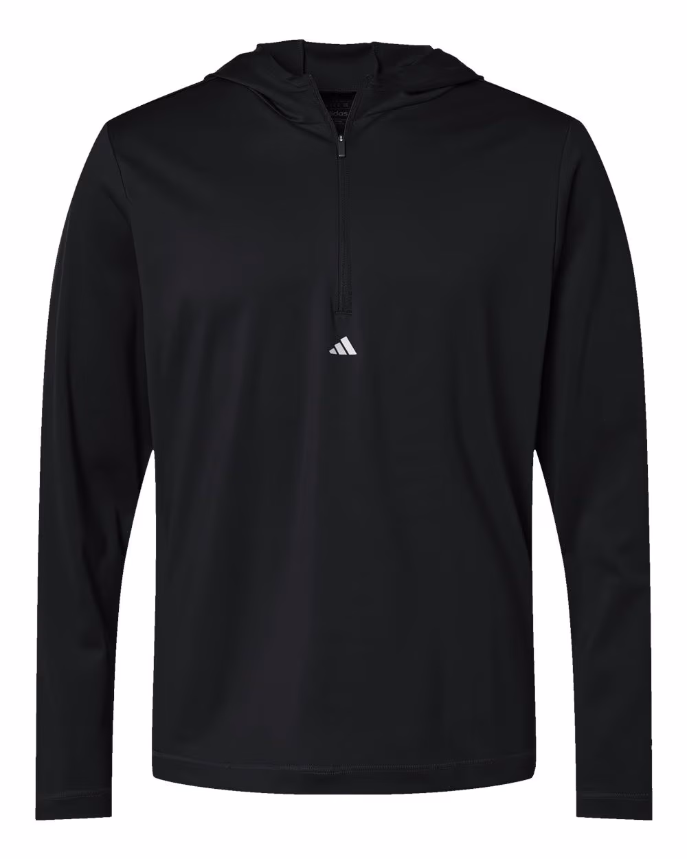 Custom Adidas Men's Lightweight Quarter-Zip Hooded Pullover - Black flat front